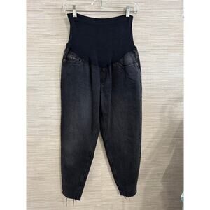Old Navy Maternity Full Panel Raw hem Jeans Black Size 6